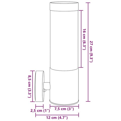 ZEWNĘTRZNE LAMPY ŚCIENNE 2 SZT. SREBRNY STAL NIERDZEWNA IP44