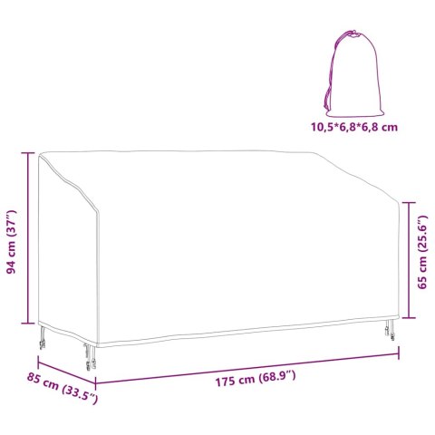 POKROWIEC NA ŁAWKĘ OGRODOWĄ 175X85X65/94CM MATERIAŁ 600D