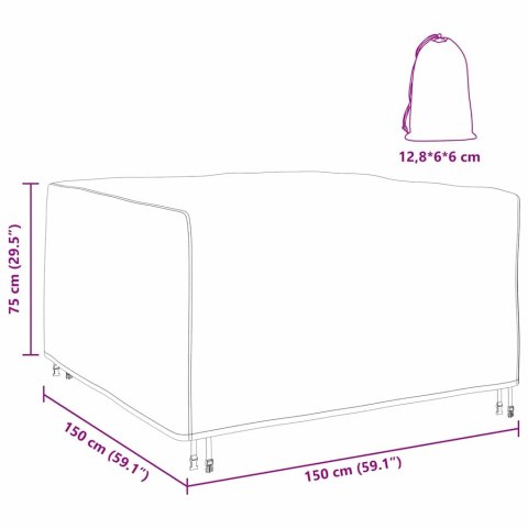 POKROWIEC NA MEBLE OGRODOWE CZARNY 150X150X75CM 420D