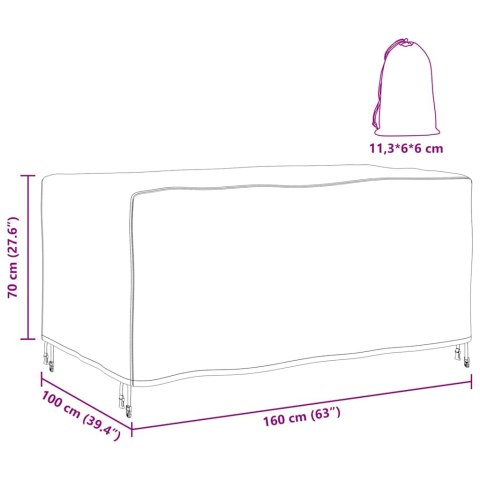 POKROWIEC NA MEBLE OGRODOWE CZARNY 160X100X70CM 210D