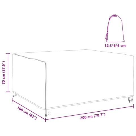 POKROWIEC NA MEBLE OGRODOWE CZARNY 200X160X70CM 420D