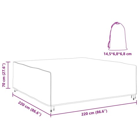 POKROWIEC NA MEBLE OGRODOWE CZARNY 220X220X70CM 600D