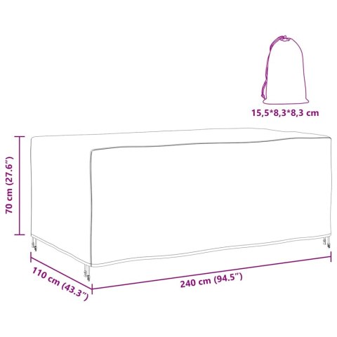 POKROWIEC NA MEBLE OGRODOWE CZARNY 240X110X70CM 600D
