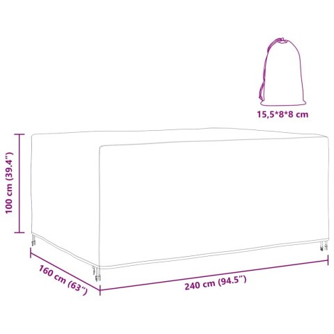 POKROWIEC NA MEBLE OGRODOWE CZARNY 240X160X100CM 210D