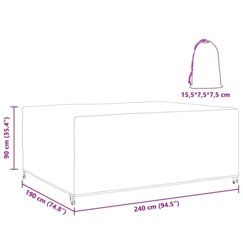 POKROWIEC NA MEBLE OGRODOWE CZARNY 240X190X90CM 600D