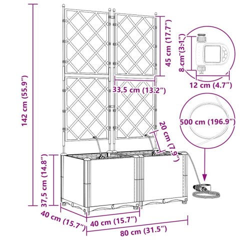 DONICE OGRODOWE Z SYSTEMEM NAWADNIANIA 2 SZT. BRĄZOWE