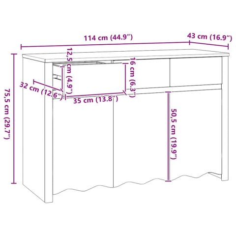 KOMODA "DRAMMEN" BIAŁA 114X43X75,5CM Z LITEGO DREWNA SOSNOWEGO