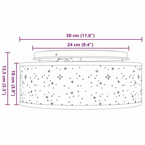LAMPA SUFITOWA Z GWIEZDNYM KLOSZEM CZARNA Ø 30CM TKANINA E27