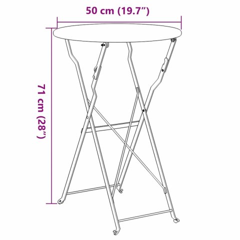 STOLIK BISTRO MUSZTARDOWY Ø50X71CM STAL MALOWANA PROSZKOWO
