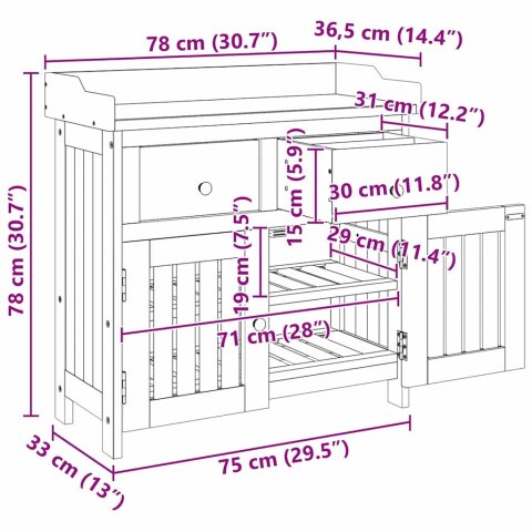 SZAFKA OGRODOWA Z SZUFLADĄ Z M Z DRZWIAMI BRĄZOWY 78X36.5X78CM