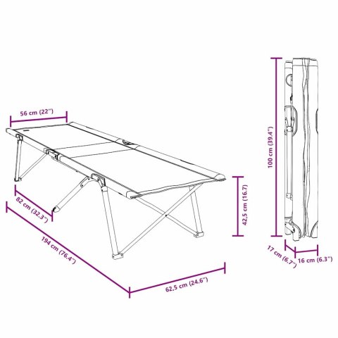 VidaXL Składane łóżka kempingowe 2 sztuki z torbą Szare 600D materiał Oxford