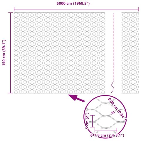 OGRODZENIE HEKSAGONALNE ZIELONY 5000X 0.09X 150CM METAL