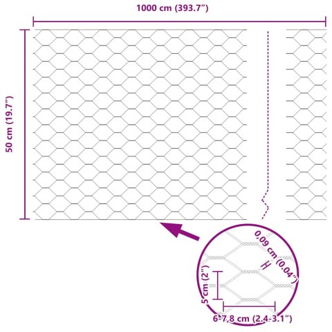 OGRODZENIE SZEŚCIOKĄTNE SZARE SZARY 0,5X 10M STAL