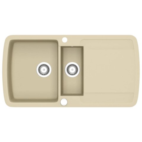 GRANITOWY ZLEWOZMYWAK DWUKOMOROWY BEŻOWY
