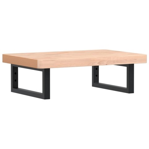 PÓŁKA ŚCIENNA POD UMYWALKĘ STAL I LITE DREWNO BUKOWE