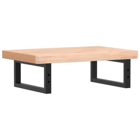 PÓŁKA ŚCIENNA POD UMYWALKĘ STAL I LITE DREWNO BUKOWE