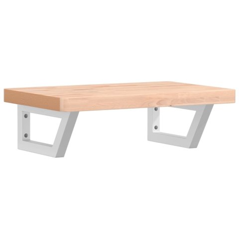 PÓŁKA ŚCIENNA POD UMYWALKĘ STAL I LITE DREWNO BUKOWE