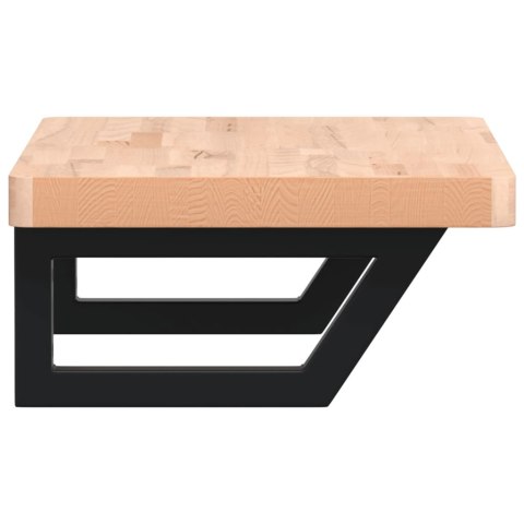 PÓŁKA ŚCIENNA POD UMYWALKĘ STAL I LITE DREWNO BUKOWE