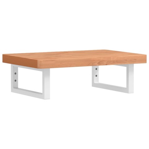 PÓŁKA ŚCIENNA POD UMYWALKĘ STAL I LITE DREWNO BUKOWE