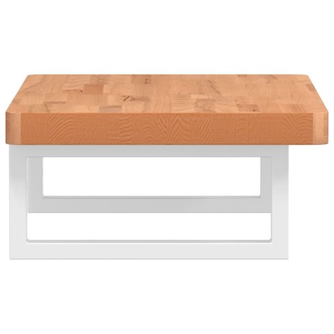 PÓŁKA ŚCIENNA POD UMYWALKĘ STAL I LITE DREWNO BUKOWE