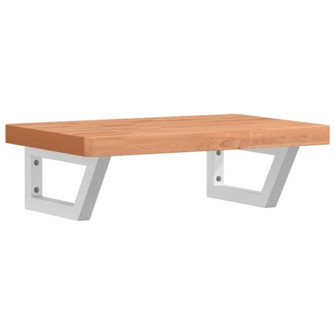 PÓŁKA ŚCIENNA POD UMYWALKĘ STAL I LITE DREWNO BUKOWE