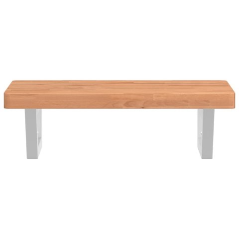 PÓŁKA ŚCIENNA POD UMYWALKĘ STAL I LITE DREWNO BUKOWE