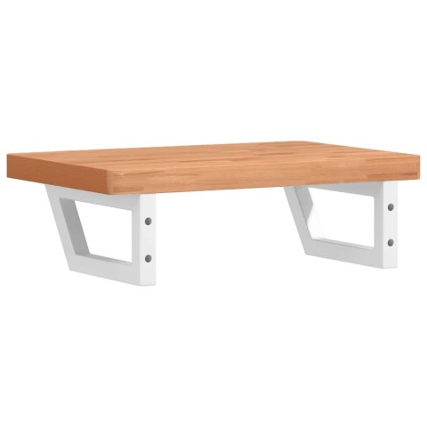 PÓŁKA ŚCIENNA POD UMYWALKĘ STAL I LITE DREWNO BUKOWE