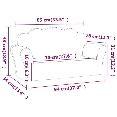 2-OS. SOFA DLA DZIECI NIEBIESKA MIĘKKI PLUSZ
