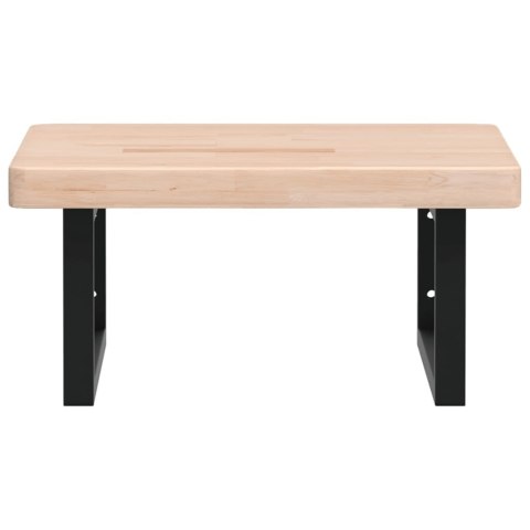 PÓŁKA ŚCIENNA POD UMYWALKĘ STAL I LITE DREWNO DĘBOWE