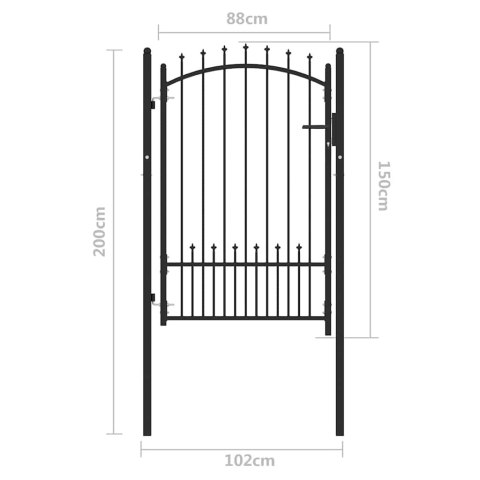 BRAMA OGRODZENIOWA CZARNY 100X150CM STAL MALOWANA PROSZKOWO