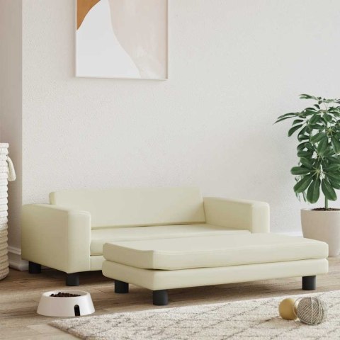 LEGOWISKO DLA PSA Z DOSTAWKĄ KREMOWE 100X50X30CM EKOSKÓRA