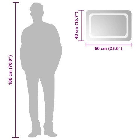 LUSTRO ŁAZIENKOWE Z LED 60X40CM