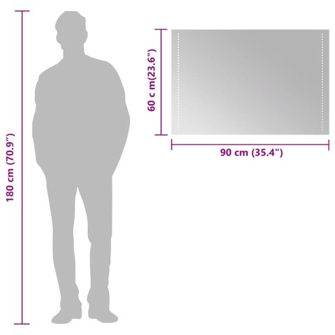 LUSTRO ŁAZIENKOWE Z LED 90X60CM