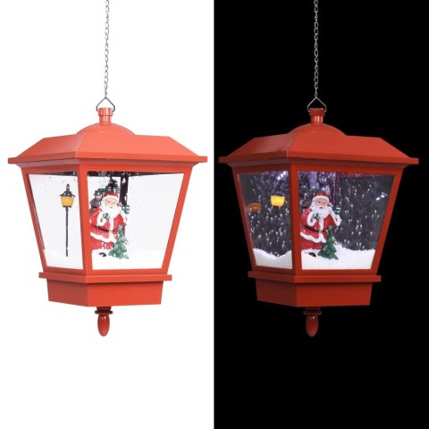 ŚWIĄTECZNA LAMPA WISZĄCA LED Z MIKOŁAJEM CZERWONA 27X27X45CM
