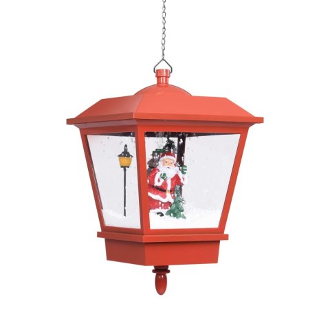 ŚWIĄTECZNA LAMPA WISZĄCA LED Z MIKOŁAJEM CZERWONA 27X27X45CM