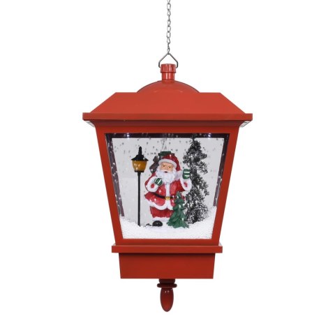 ŚWIĄTECZNA LAMPA WISZĄCA LED Z MIKOŁAJEM CZERWONA 27X27X45CM