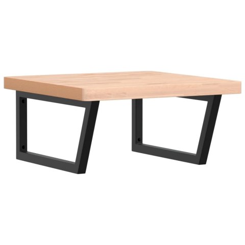 PÓŁKA ŚCIENNA POD UMYWALKĘ STAL I LITE DREWNO BUKOWE