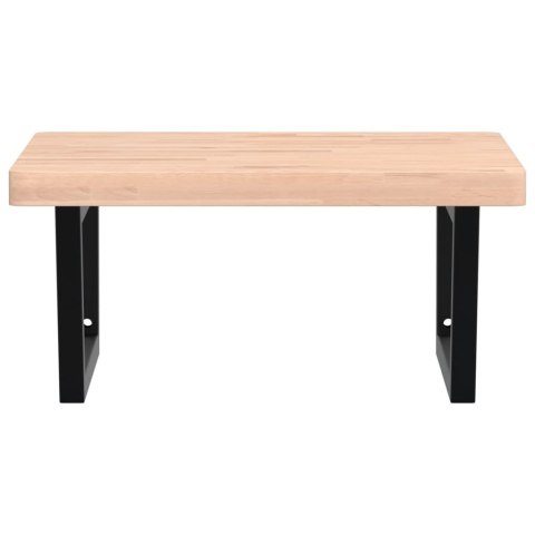 PÓŁKA ŚCIENNA POD UMYWALKĘ STAL I LITE DREWNO BUKOWE