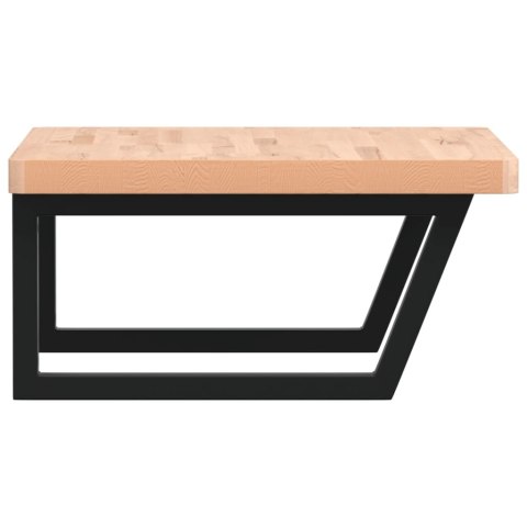 PÓŁKA ŚCIENNA POD UMYWALKĘ STAL I LITE DREWNO BUKOWE