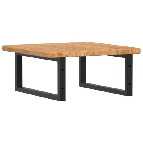 PÓŁKA ŚCIENNA POD UMYWALKĘ STAL I LITE DREWNO DĘBOWE