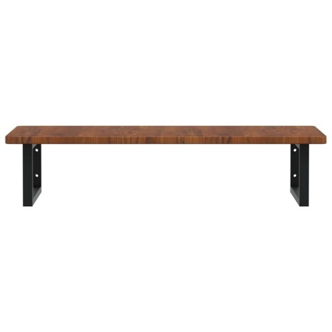 PÓŁKA ŚCIENNA POD UMYWALKĘ STAL I LITE DREWNO DĘBOWE