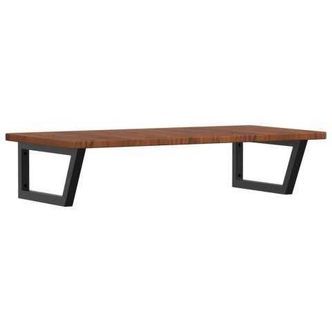 PÓŁKA ŚCIENNA POD UMYWALKĘ STAL I LITE DREWNO DĘBOWE