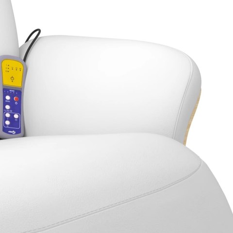 ROZKŁADANY FOTEL MASUJĄCY Z PODNÓŻKIEM BIAŁY SZTUCZNA SKÓRA