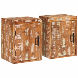 STOLIK NOCNY 2 PCS BRĄZOWY 35X33X48CM DESKA Z ODZYSKU