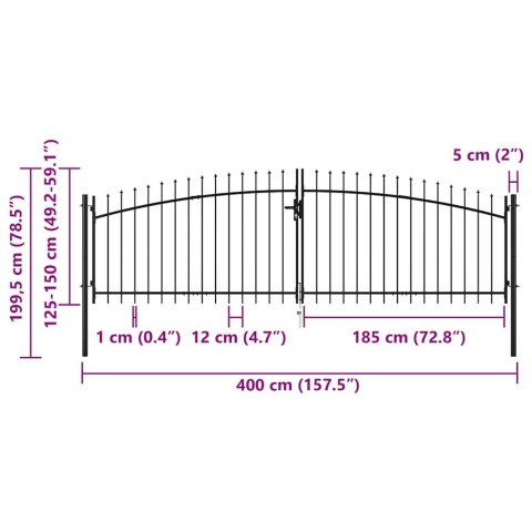 BRAMA DWUSKRZYDŁOWA Z GROTAMI 400X200CM