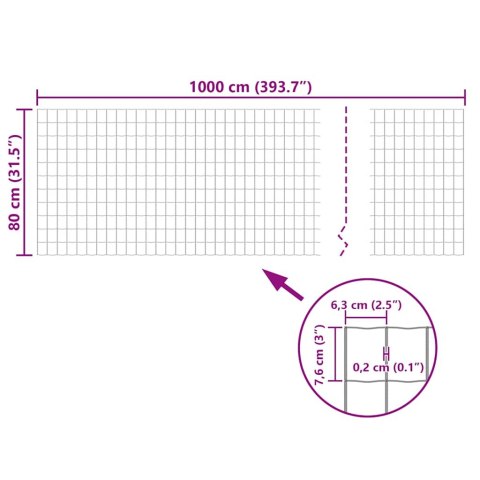 EURO OGRODZENIE STALOWE 10X 0,8M ZIELONE