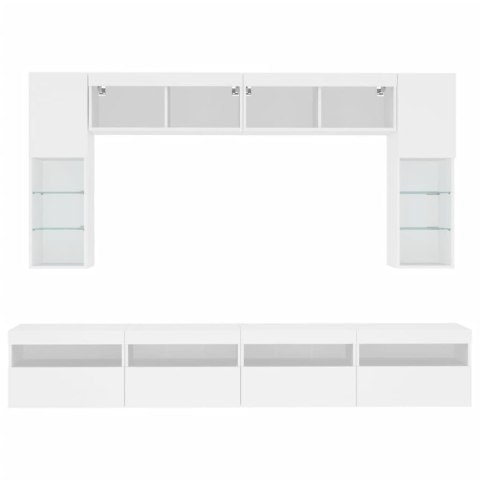 8-CZ. ZESTAW ŚCIENNYCH SZAFEK TV Z OŚWIETLENIEM LED BIAŁY