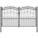 BRAMA OGRODZENIOWA Z WŁÓCZNIĄ CZARNA 305X175CM MALOWANA PROSZKOWO STAL