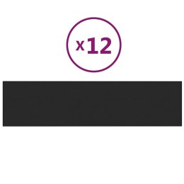 PANELE ŚCIENNE 12 SZT. CZARNE 60X15CM TKANINA 1,08M²