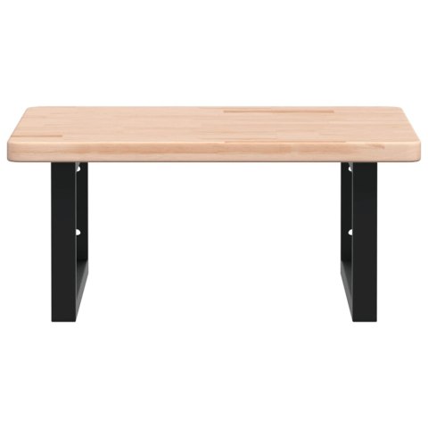 PÓŁKA ŚCIENNA POD UMYWALKĘ STAL I LITE DREWNO DĘBOWE